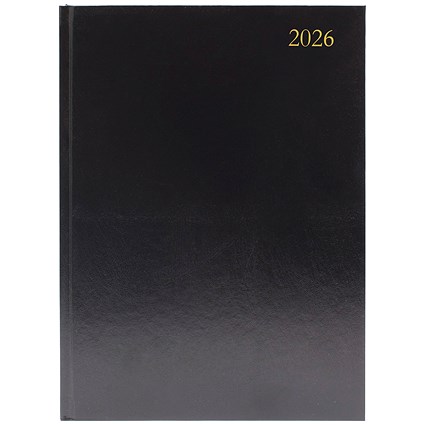 5 Star A4 Desk Diary, 2 Day Per Page, Black, 2026