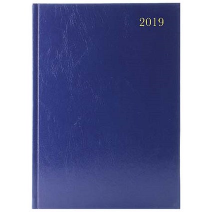 Desk Diary 2019 / 2 Days Per Page / A4 / Blue