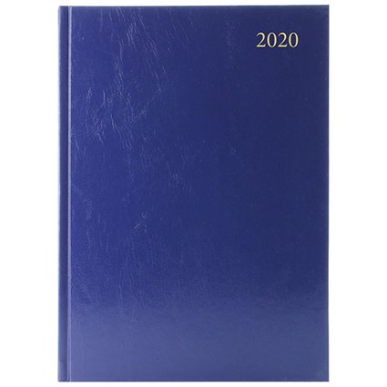2020 Diary A4, 2 Days Per Page, Blue