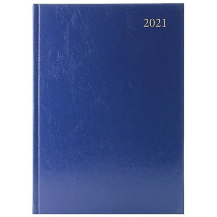 Desk Diary 2 Days Per Page A4 Blue 2021