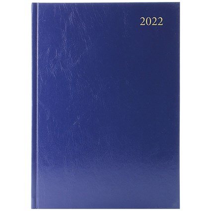 Desk Diary 2 Days Per Page A4 Blue 2022