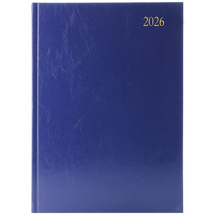 5 Star A4 Desk Diary, 2 Day Per Page, Blue, 2026