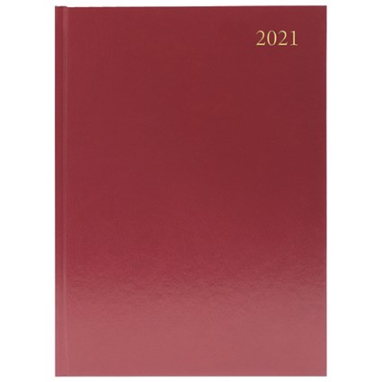 Desk Diary Week to View A4 Burgundy 2021
