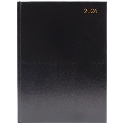 5 Star A4 Desk Diary, Week To View, Black, 2026