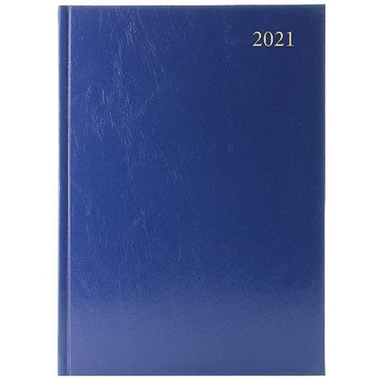 Desk Diary Week to View A4 Blue 2021
