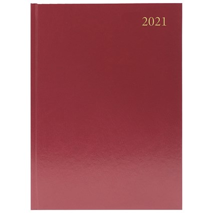 Desk Diary Day Per Page Appointments A5 Burgundy 2021