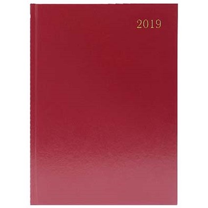 Desk Diary 2019 / Day Per Page / A5 / Burgundy