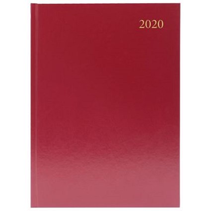 2020 Diary A5, Day Per Page, Burgundy