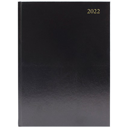 Desk Diary Day Per Page A5 Black 2022