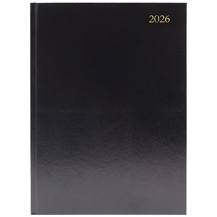 5 Star A5 Desk Diary, Day Per Page, Black, 2026