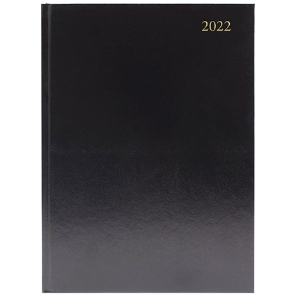 Desk Diary 2 Days Per Page A5 Black 2022