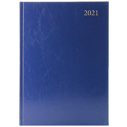 Desk Diary 2 Days Per Page A5 Blue 2021