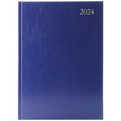 Q-Connect A5 Desk Diary, 2 Days Per Page, Blue, 2024