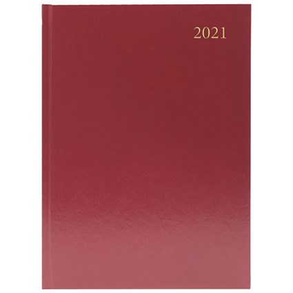 Desk Diary Week to View A5 Burgundy 2021