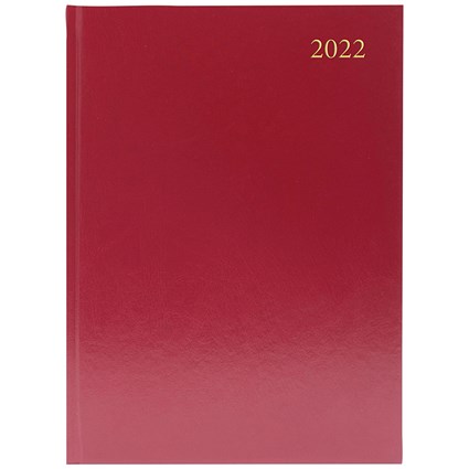 Desk Diary Week To View A5 Burgundy 2022