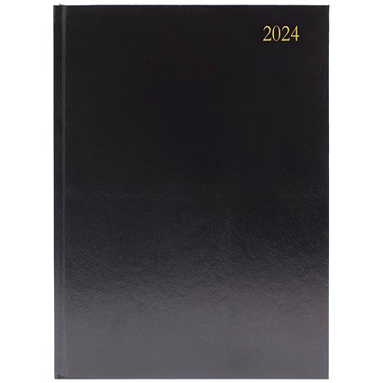 Q-Connect A5 Desk Diary, Week To View, Black, 2024