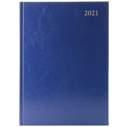 Desk Diary Week to View A5 Blue 2021