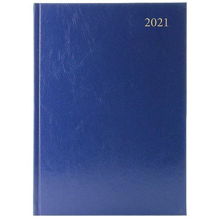Desk Diary Week to View A5 Blue 2021