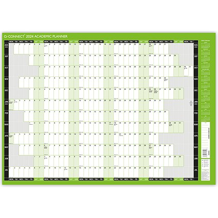 Q-Connect Academic Planner, Mounted, 855x610mm, 2024-25