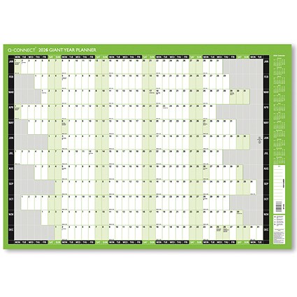 Q-Connect Giant Year Planner, Unmounted, 1000x610mm, 2026