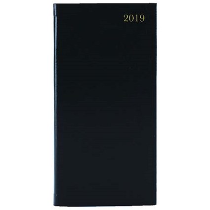 2019 Appointments Diary / Week to View / Slim / Black