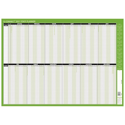 Q-Connect Staff Planner Mounted 855 x 610mm 2021