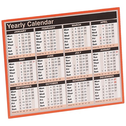 Year to View 2020 Calendar - 257 x 210mm