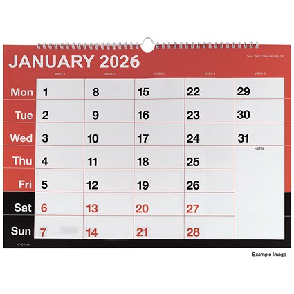 Wirebound Month to View 2026 Calendar, A3 Wirebound Month to View 2026 Calendar, A3