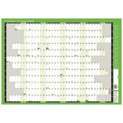 Q-Connect Year Planner Unmounted 855 x 610mm 2021