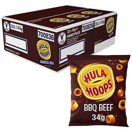 Hula Hoops BBQ Beef Crisps 34g Pack of 32