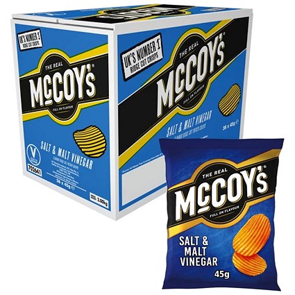 McCoys Salt and Malt Vinegar Crisps 45g Pack of 36