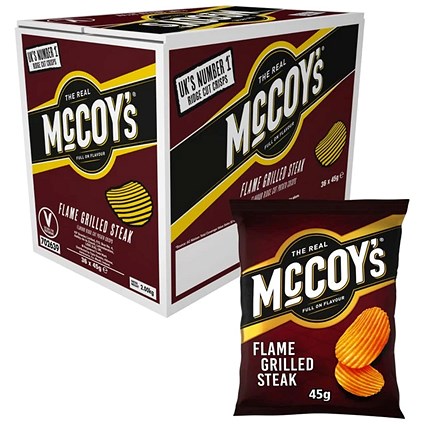 McCoys Flame Grilled Steak Crisps 45g Pack of 36