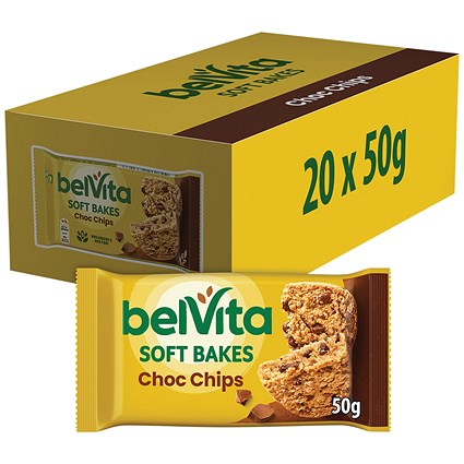 Belvita Breakfast Choc Chips Soft Bakes, 50g, Pack of 20
