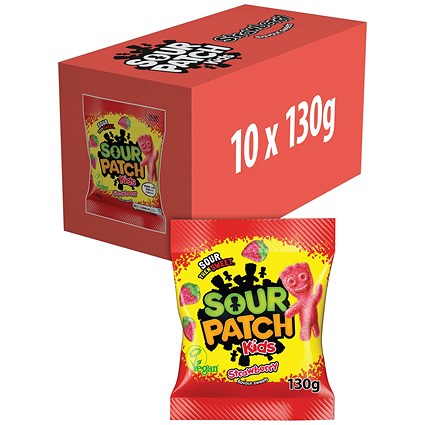 Sour Patch Kids Strawberry Gum Sweets, 130g, Pack of 10