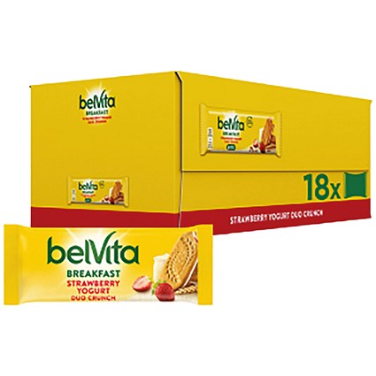 Belvita Breakfast Strawberry and Yogurt Duo Crunch Bars, 50.6g, Pack of 18