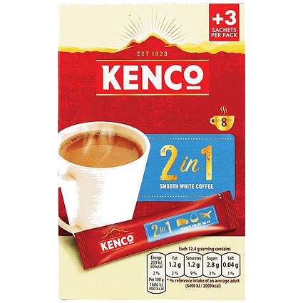 Kenco Smooth White Coffee Sachets, 12.4g, Pack of 8