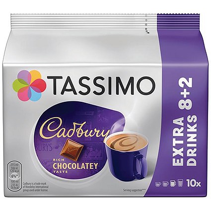 Tassimo Cadbury Hot Chocolate, 5x10 Pods, Pack of 50