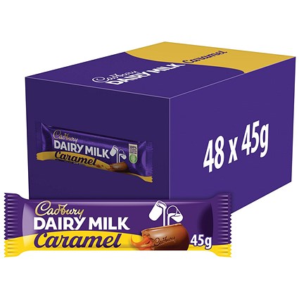 Cadbury Dairy Milk Caramel Chocolate Bar 45g Pack of 48