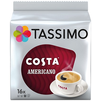 Tassimo Costa Americano Coffee Pods, 16 Capsules, Pack of 5
