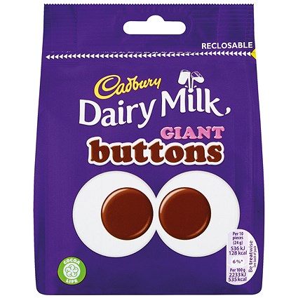 Cadbury Dairy Milk Giant Buttons Chocolates Pouch, 95g
