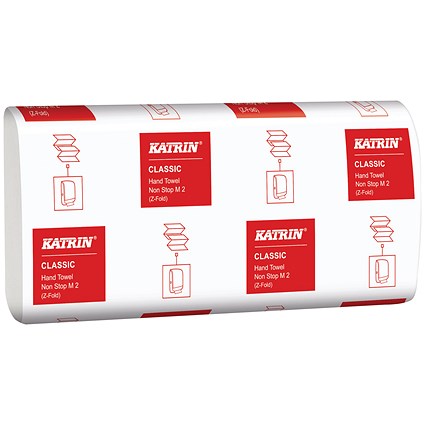 Katrin Classic 2-Ply W-fold Hand Towels, White, Pack of 4000