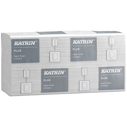 Katrin Plus Hand Towels C-Fold 2-Ply 100 Sheets (Pack of 1600) 73542