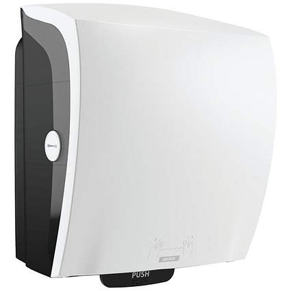 Katrin Plastic System Paper Towel Roll Dispenser, White Katrin Plastic System Paper Towel Roll Dispenser, White