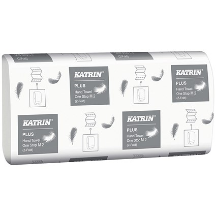 Katrin M2 Plus Hand Towel One Stop, White, 144 Sheet, Pack of 21