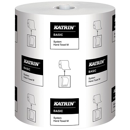 Katrin Basic System Towel M, 1-Ply, White Pack of 6
