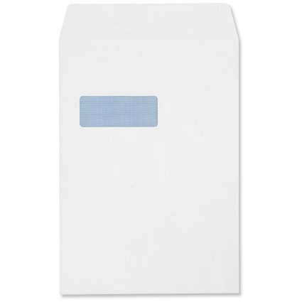 Plus Fabric Envelopes Pocket Press Seal Window 120gsm C4 White [Pack 125]