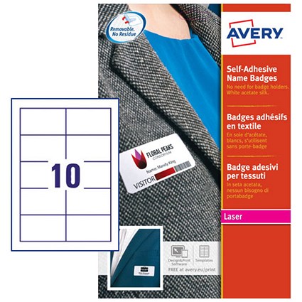Avery Self-Adhesive Name Badge 80x50mm White (Pack 200) L4785-20