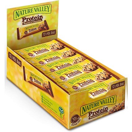 Nature Valley Peanut & Chocolate Gluten Free Protein Bar, 40g, Pack of 12