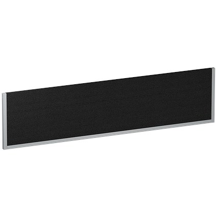 Impulse Bench Desk Screen, 1600mm Wide, Black with Silver Frame