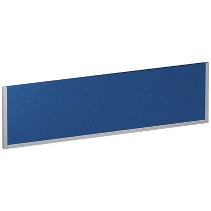 Impulse Bench Desk Screen, 1400mm Wide, Blue with Silver Frame